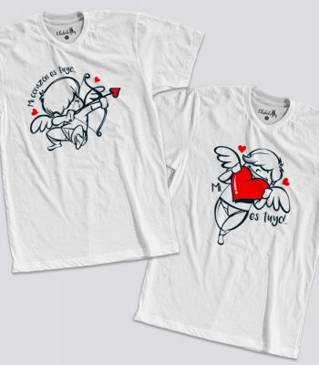 Camiseta Mi corazón es tuyo para parejas blanca