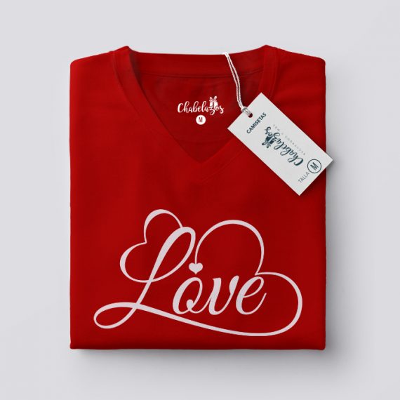 Camiseta Love Roja Doblada V